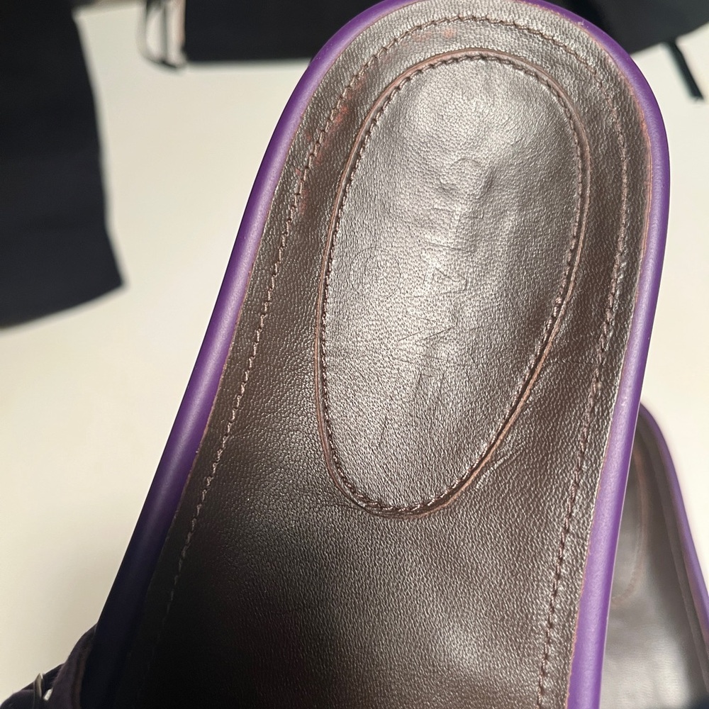CHANEL Purple Chain Embellished Sandals - Picture 8 of 10